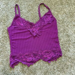 Purple Lace Trim Cami Top